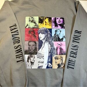 Taylor Swift Eras Tour Inspired Unisex Men's XL Light Gray 1/4 Zip-Up Sweatshirt